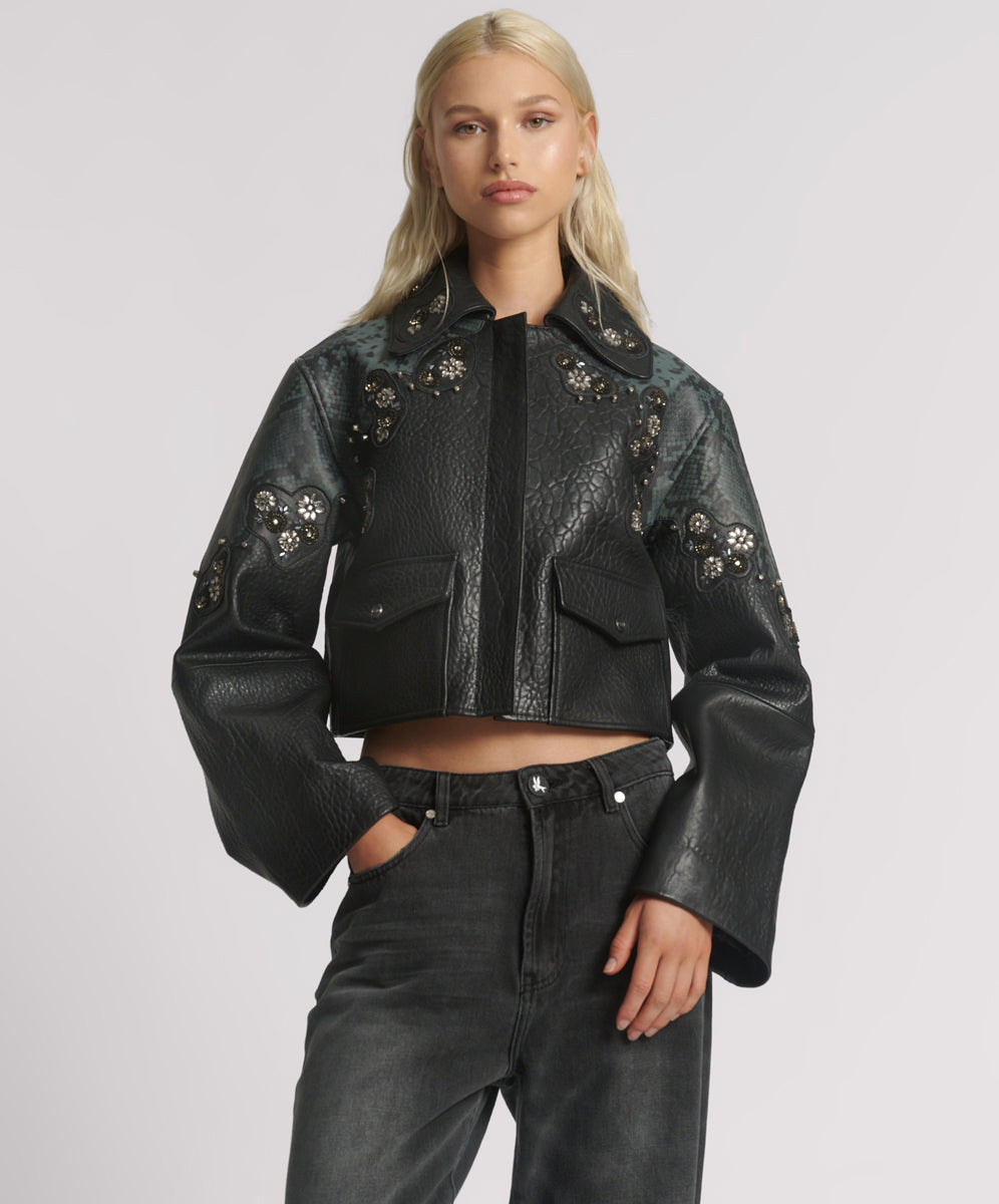 Matador Leather Cropped Jacket - Black | One Teaspoon USA
