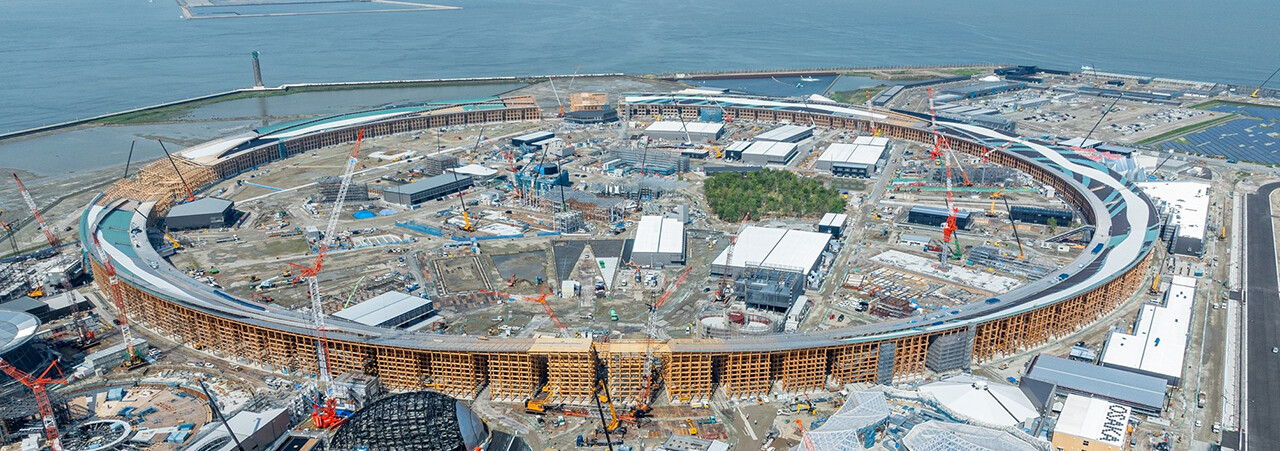 大阪・関西万博会場のシンボル 大屋根リング PW北東工区の木架構が完成