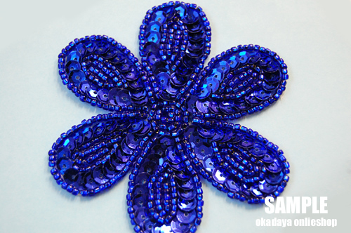 スパンコールモチーフ フラワー型（M3400） 縫い付けタイプ 34.ブルー