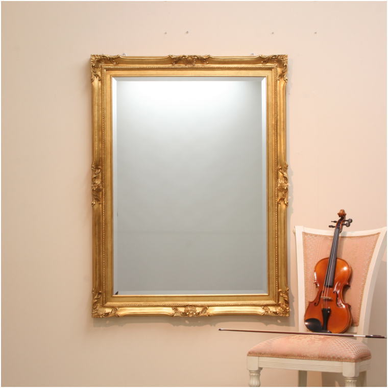 ミラー 鏡 Fa1370 アンティークゴールド イタリア製大型ミラー