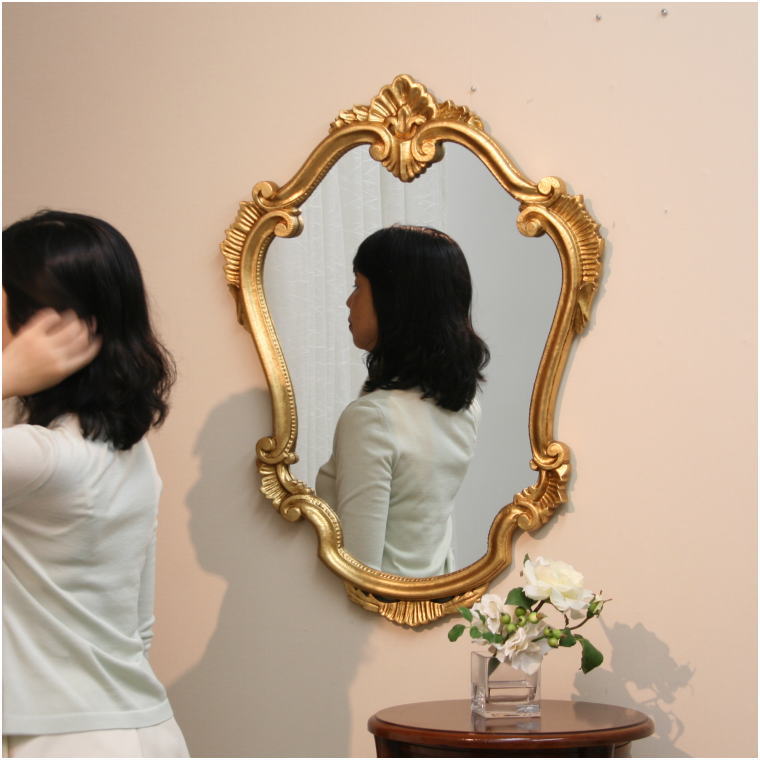 鏡 ミラー fa3410go イタリア製ロココ調 ウォールミラー 壁掛け鏡