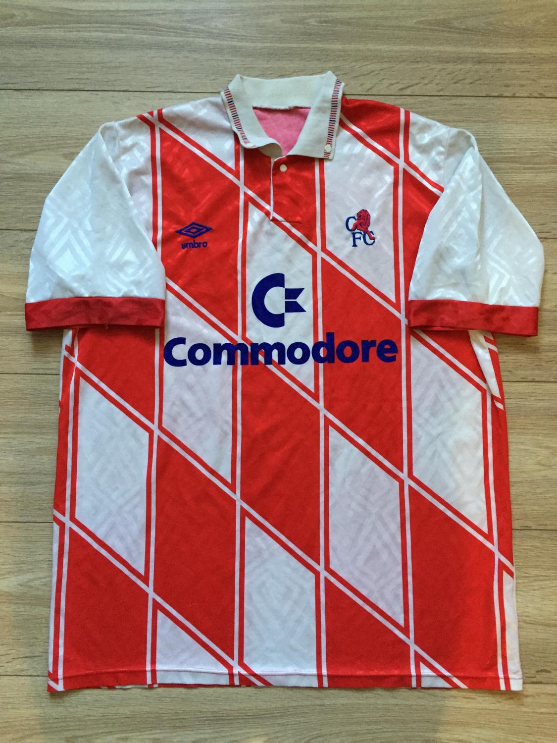 Chelsea Away football shirt 1990 - 1992. Sponsored by Commodore