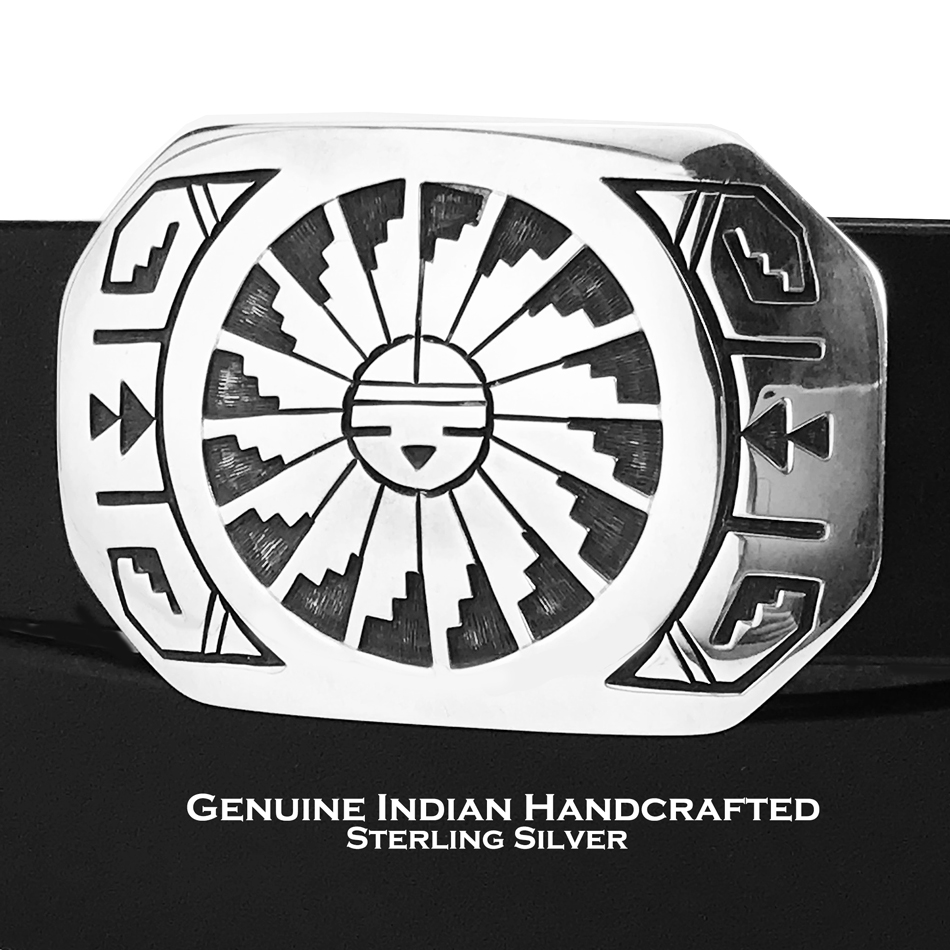 インディアン ホピ族 サンフェイス オーバーレイ シルバー バックル