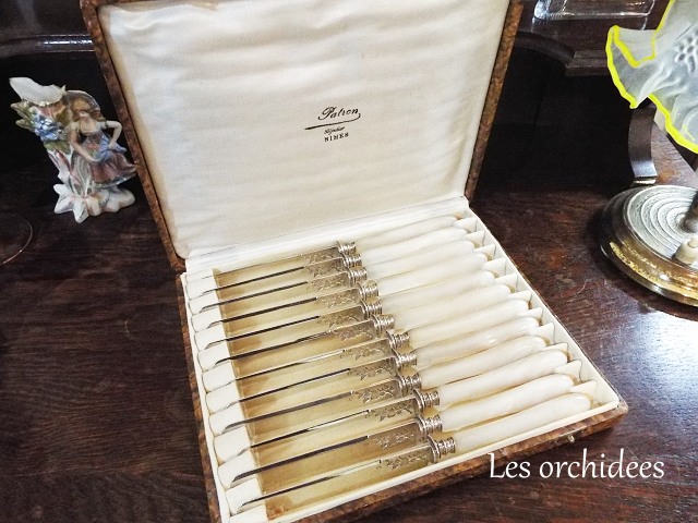 フランス アンティーク 純銀 sv950 マザーオブパール フルーツナイフ