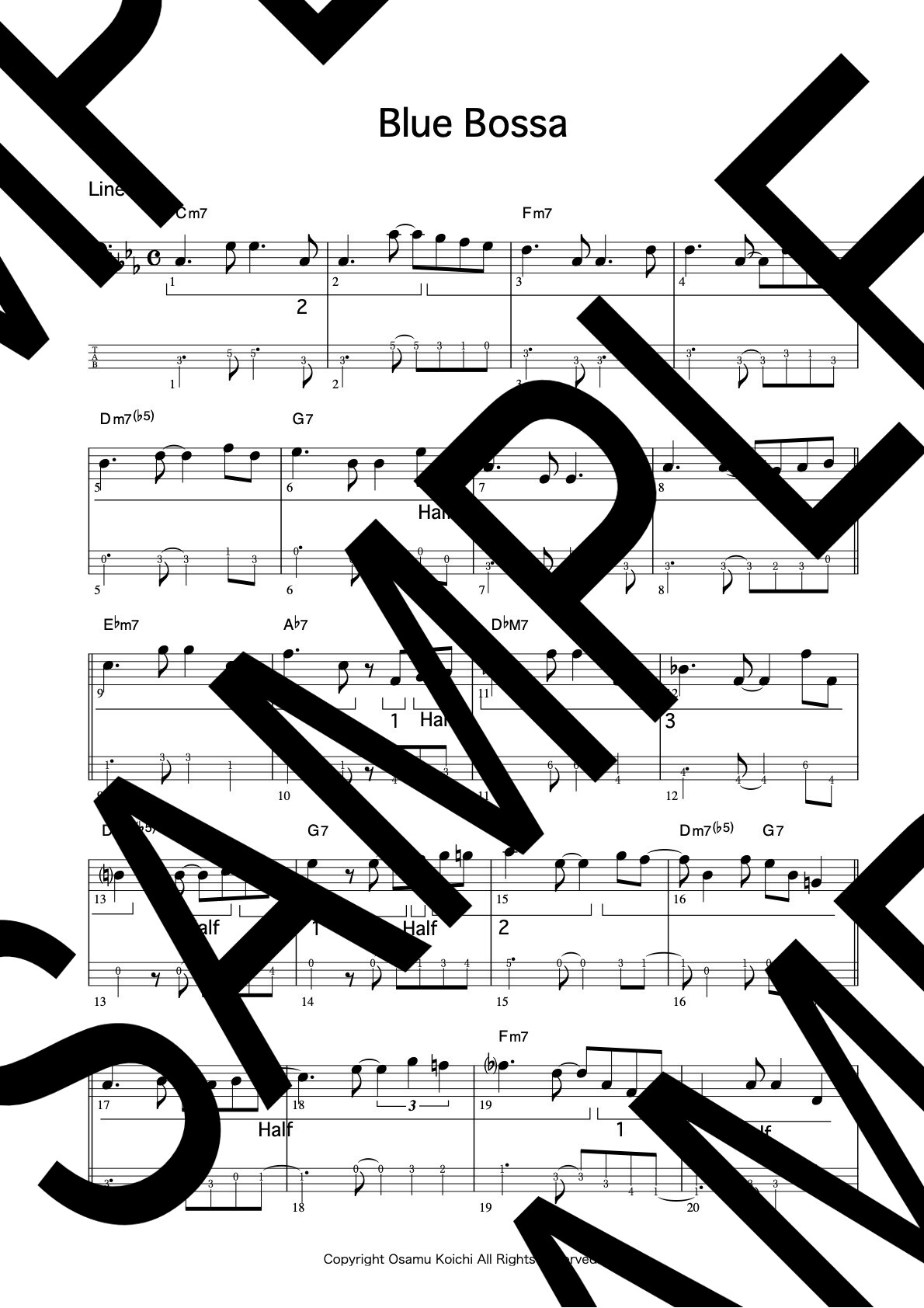 Blue Bossa ベースラインとアドリブ譜例(タブ譜付き)| 納浩一 OFFICIAL