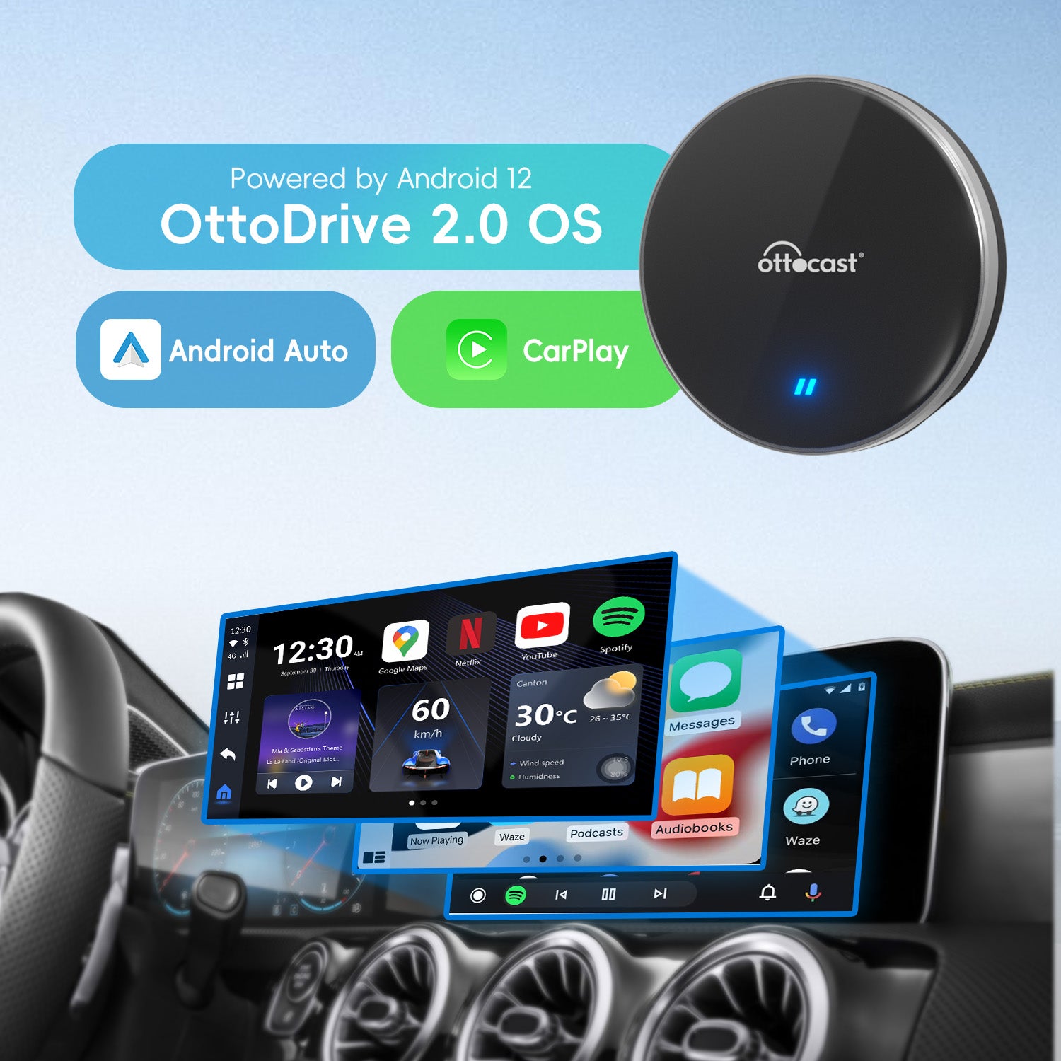 OttoAibox P3 Lite Wireless CarPlay Android Smart Media Box