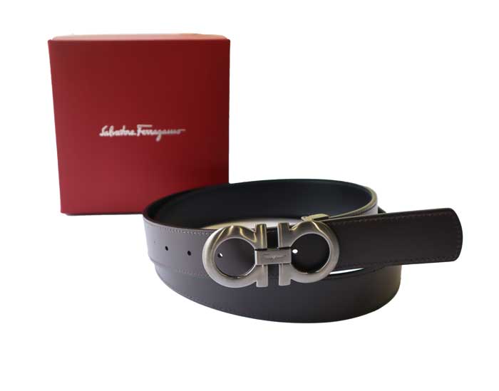 サルヴァトーレ フェラガモ リバーシブル レザーベルト ダークシルバー