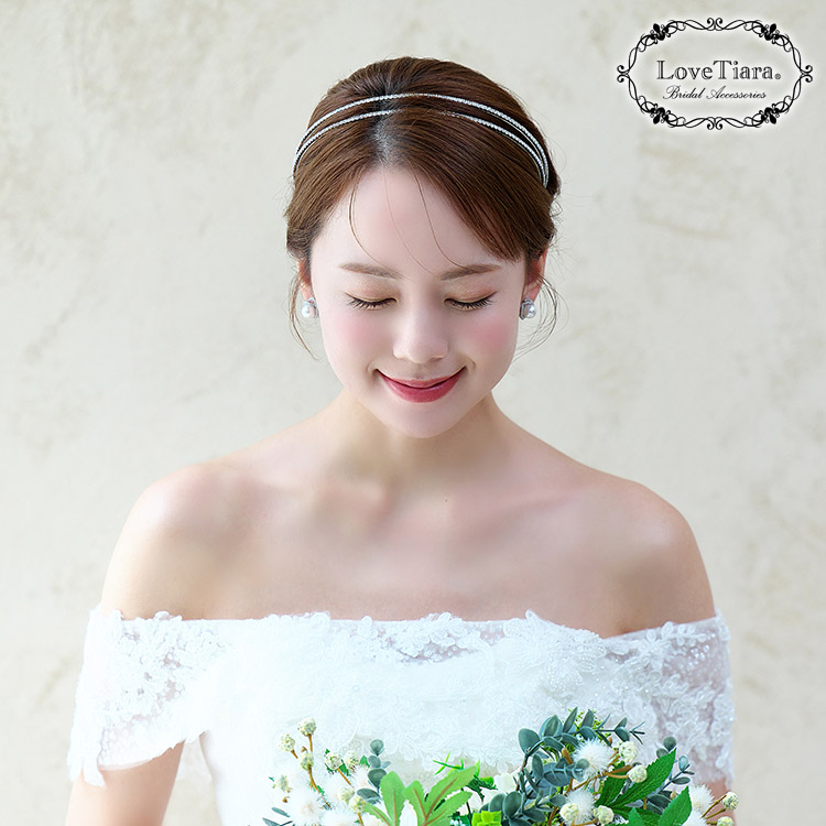 シンプル2連カチューシャ 通信販売ブライダルウェディング通販 髪飾り