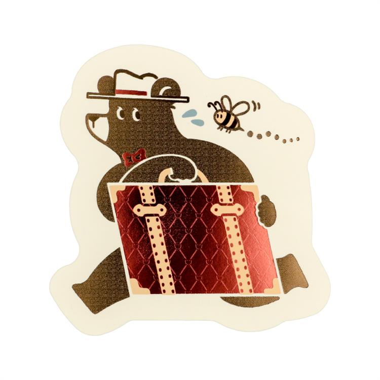 ダイカットポストカード オビワン×ロッカク レトロ郵便 旅熊 トランク