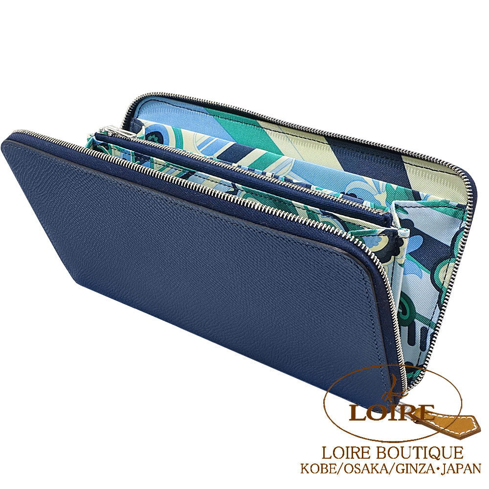 未使用級✨HERMES　エルメス　プリントシルクツイルヘアシュシュ　ライトブルー Hermes Blue/Beige Silk Brides De Gala Twilly | Yoogi's Closet