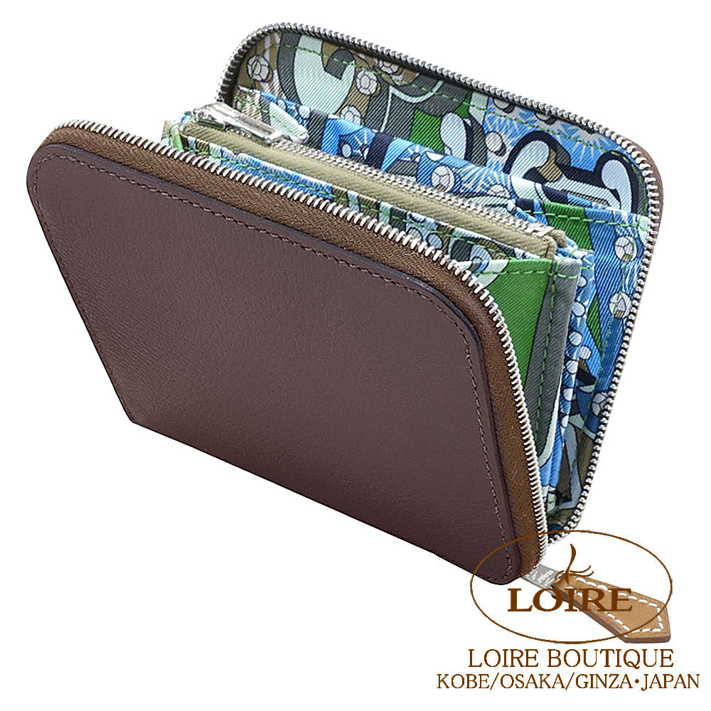 エルメス　シルクイン　コンパクト　金具新品 エルメス<br>アザップ シルクイン コンパクト<br>モカ×ヴェールユッカ