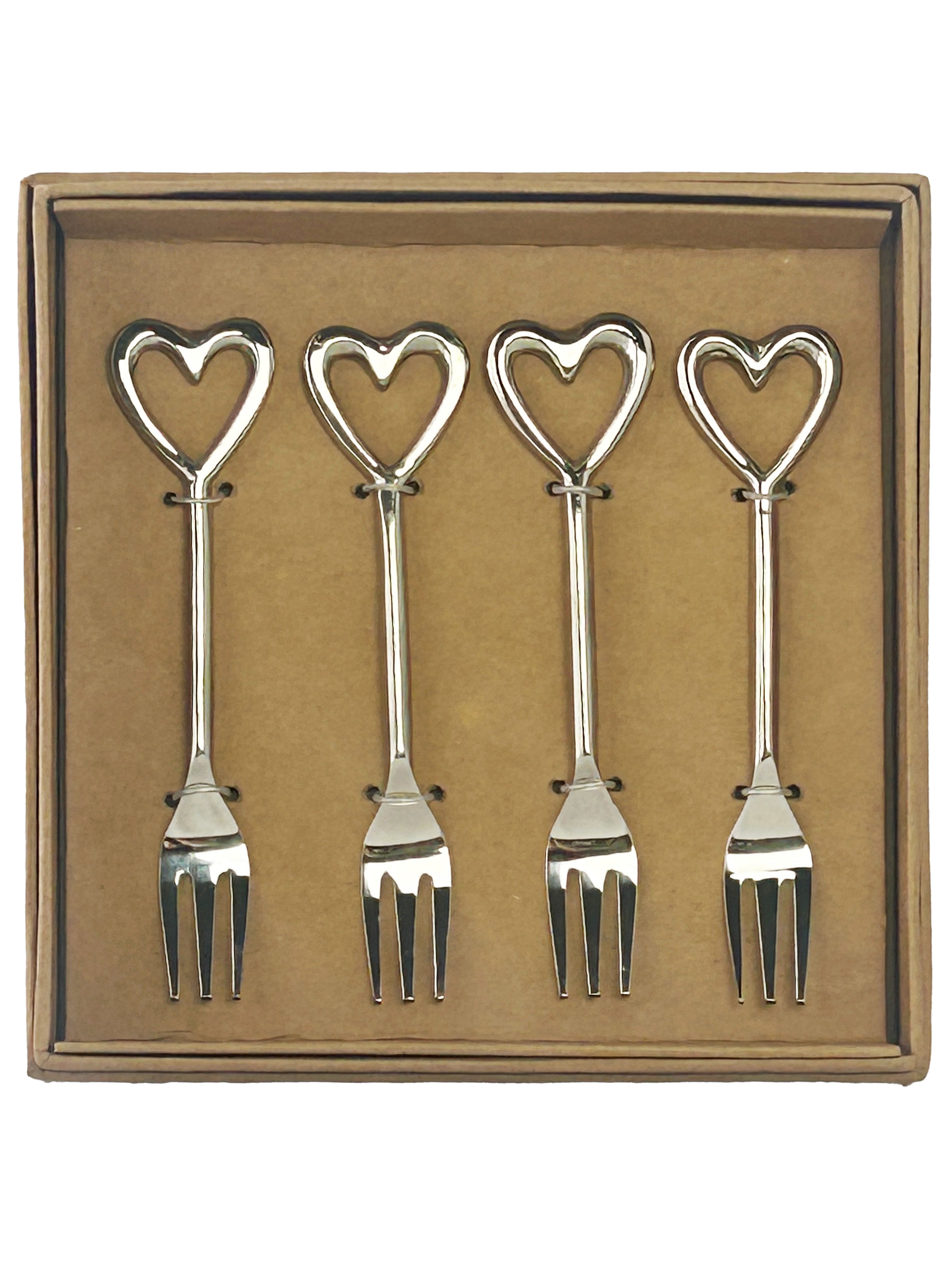SET OF FOUR HEART FORKS