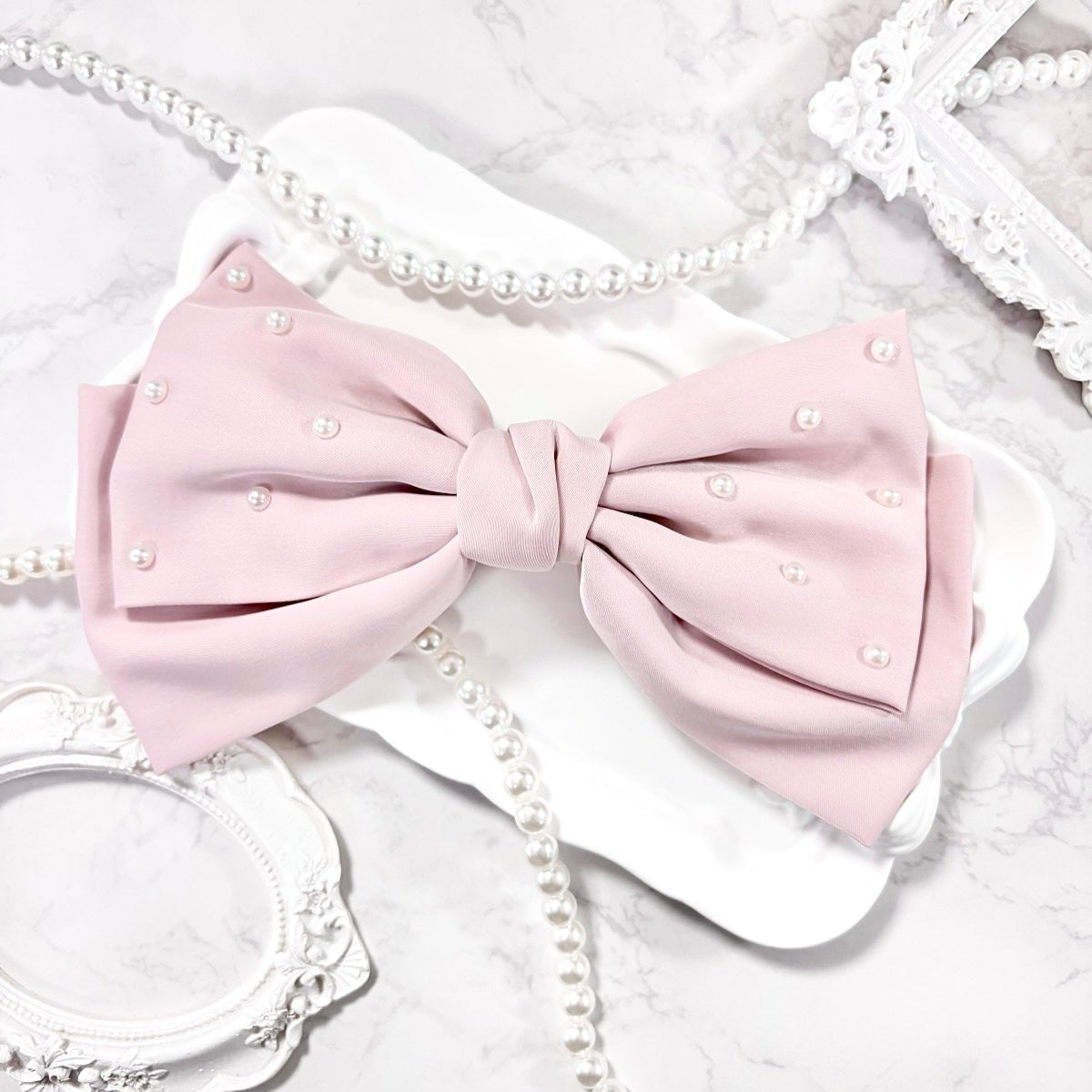 tresse サテンパール リボンバレッタ サテンパールリボンバレッタ