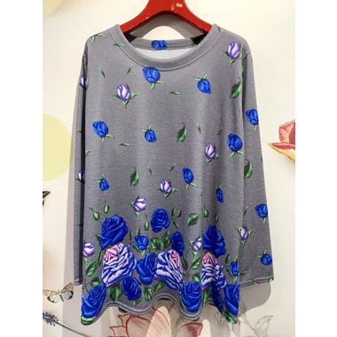 花柄とキャラクター刺繍の長袖チュニックアルベロベロ 花柄と