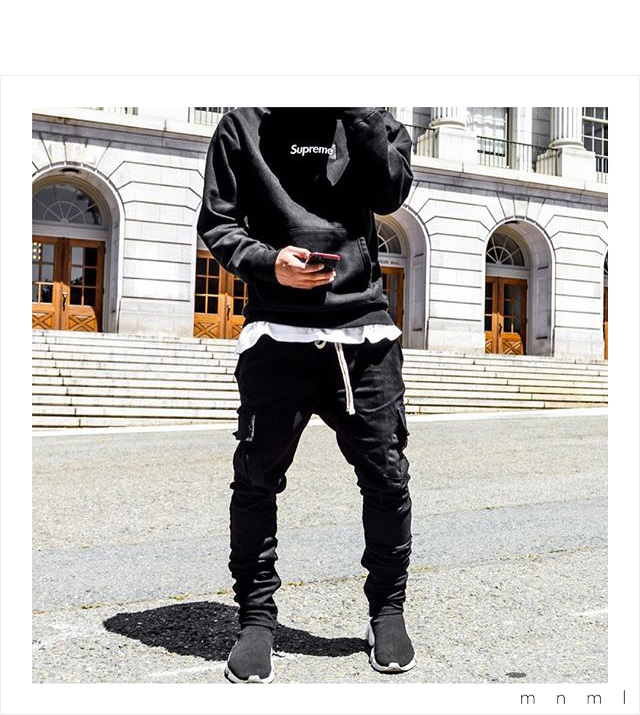 ミニマル) mnml CARGO DRAWCORD PANTS BLACK (LS:PANTS)(COLOR:BK