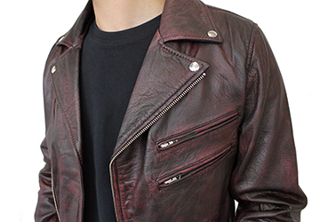 特価品】革ジャン ダブルライダースジャケット（山羊革）ユーズド調 S