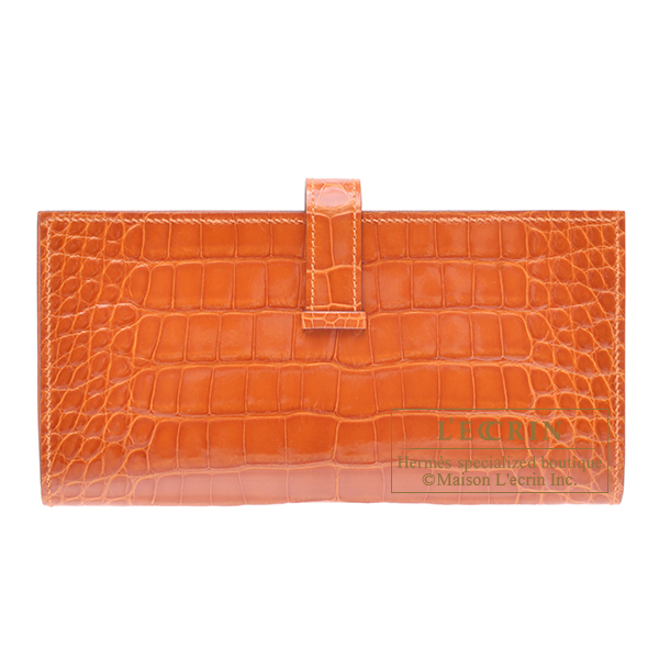エルメス ベアンスフレ オレンジ クロコダイル アリゲーター ゴールド