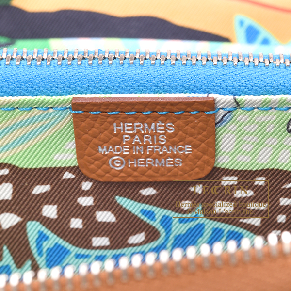 エルメス アザップ シルクイン コンパクト ゴールド/ ブルーイドラ