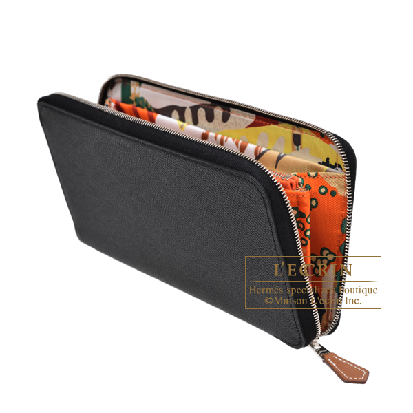 エルメス アザップ シルクイン ロング ブラック/ オレンジ ヴォー