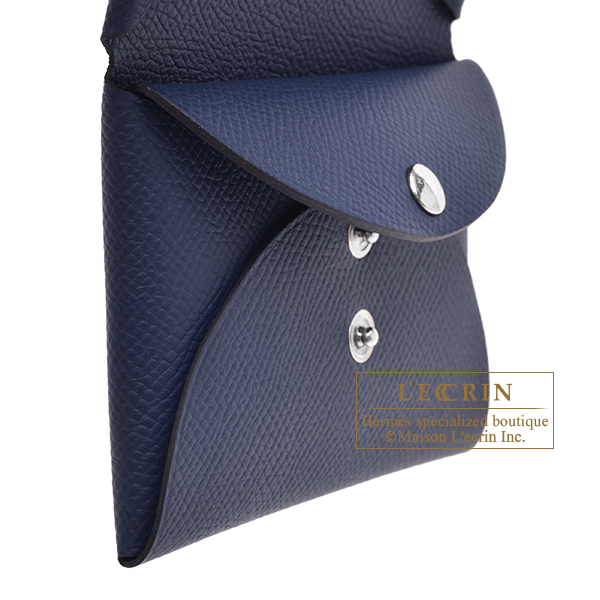 エルメス カルヴィ デュオ ブルーネイビー ヴォーエプソン シルバー