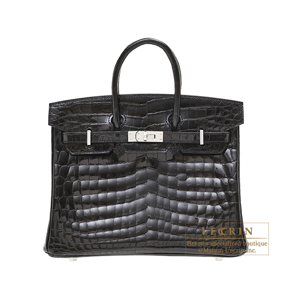 エルメス バーキン25 ブラック クロコダイル ニロティカス シルバー