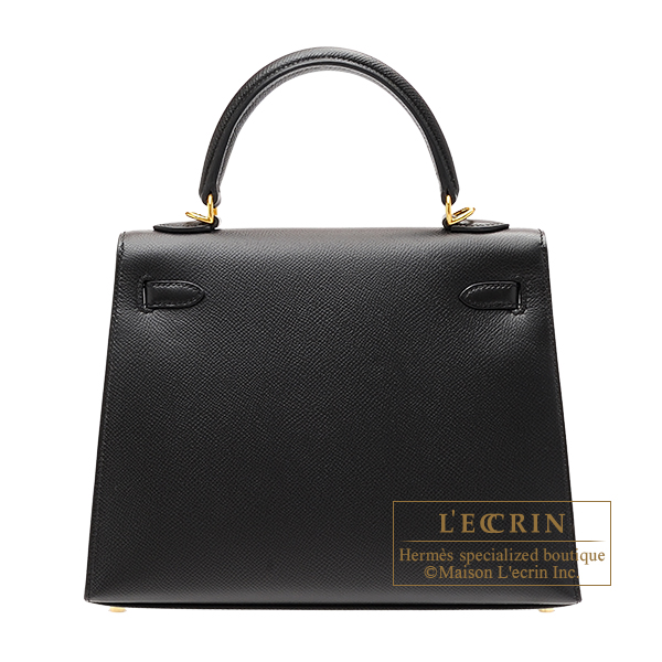 エルメス ケリー25/外縫い ブラック ヴォーエプソン ゴールド金具