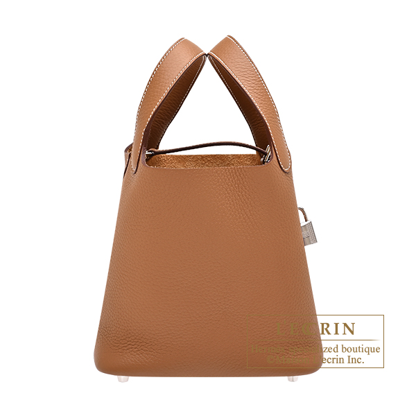 Hermes Picotin Lock bag 18/PM Gold Clemence leather Silver