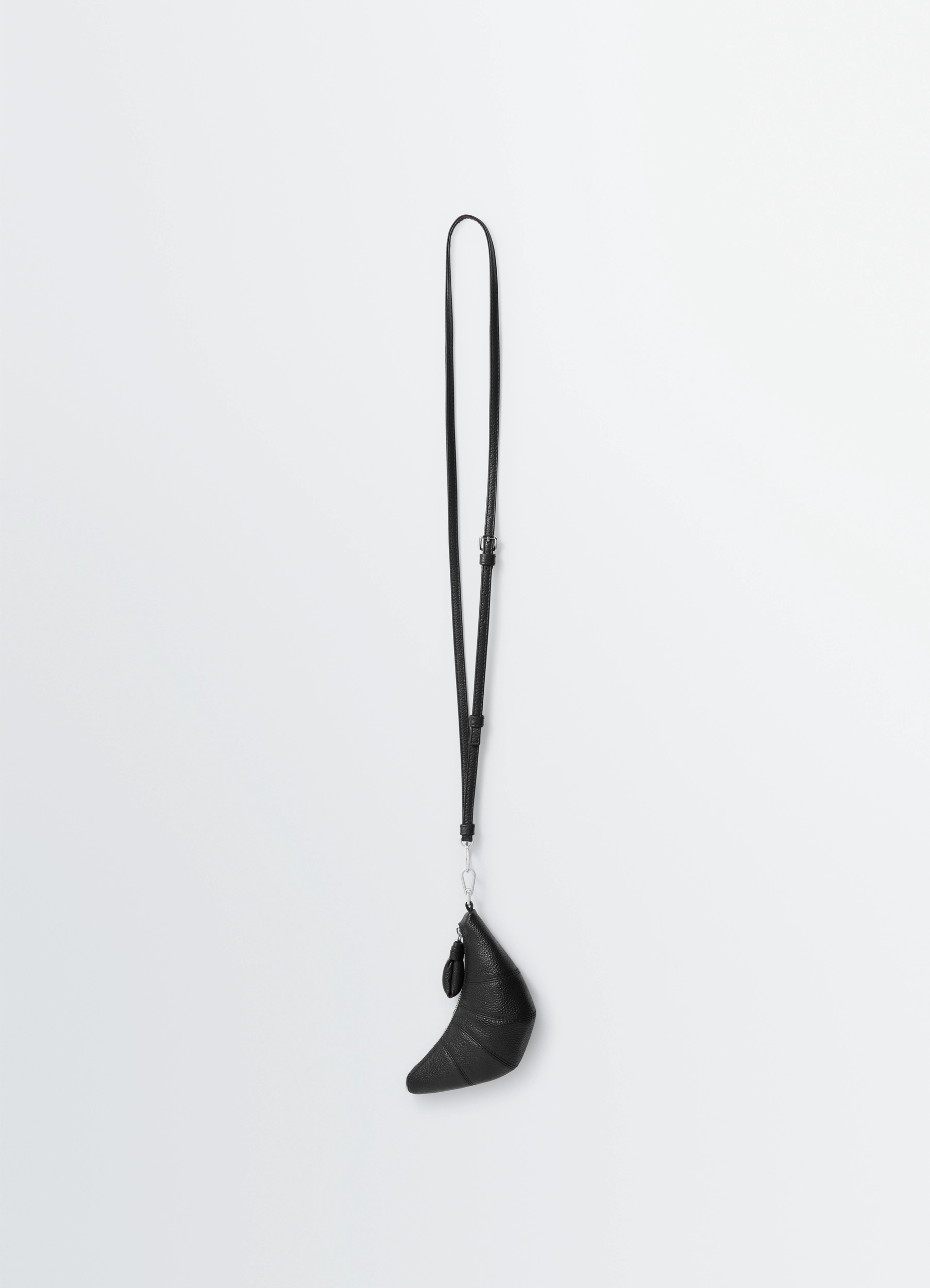 CROSS-BODY CROISSANT COIN PURSE IN LEATHER - Black - Soft Grained