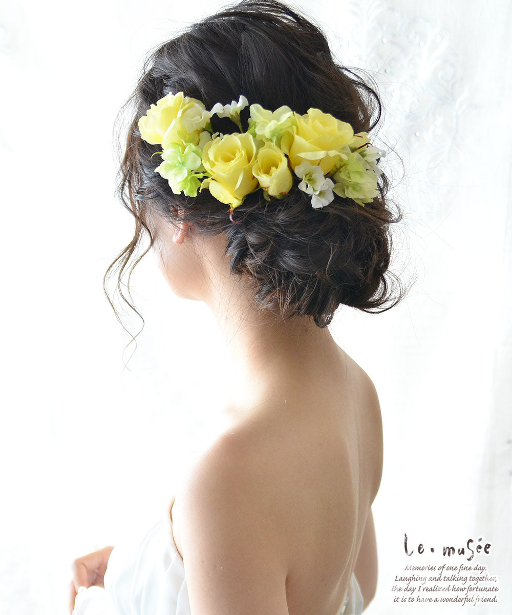 ヘッドドレス 花 ウェディング レモンローズ | ウエディング