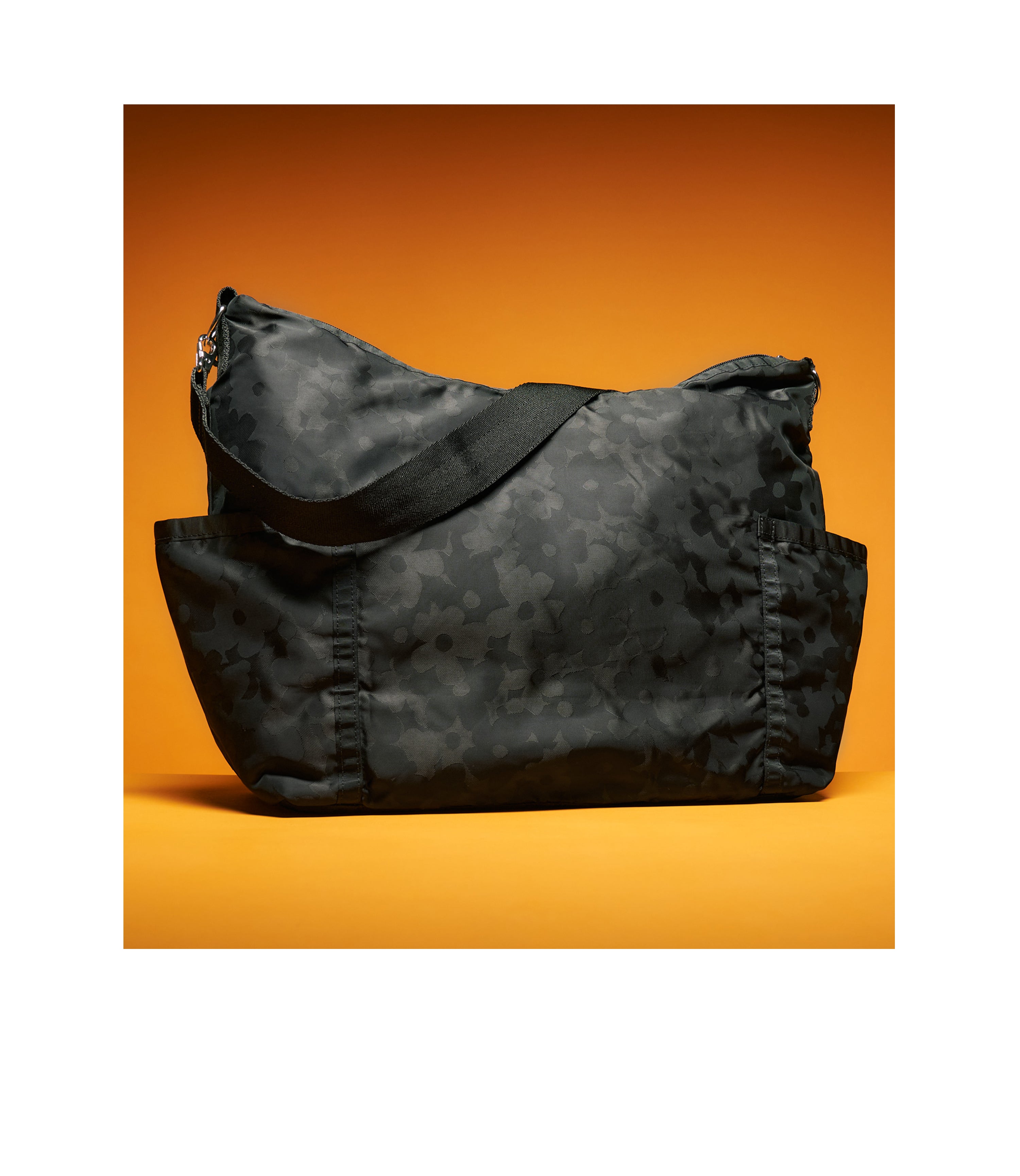 Zip Bucket Shoulder Bag - Black Floral Jacquard – LeSportsac