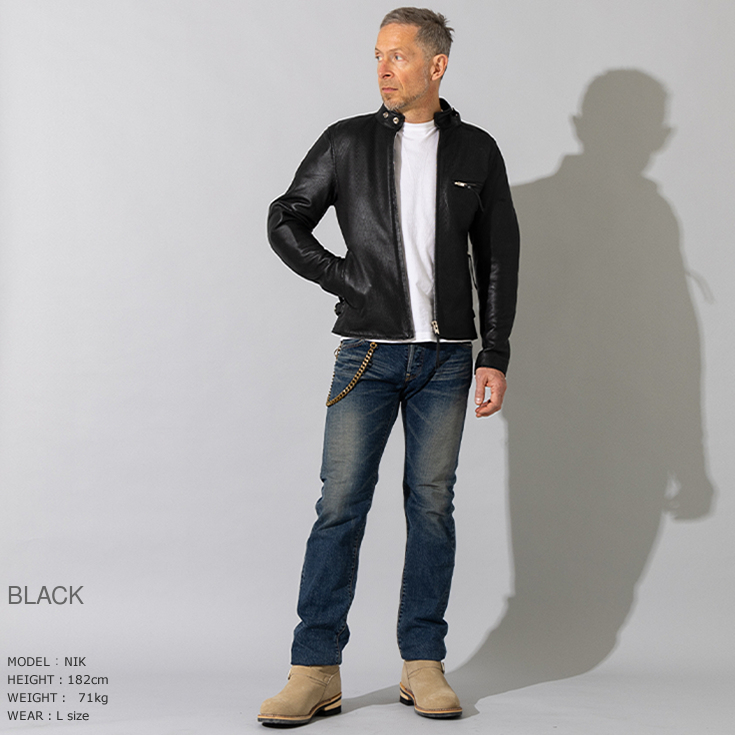 Liugoo Leathers 本革 メッシュレザーシングルライダース メンズ