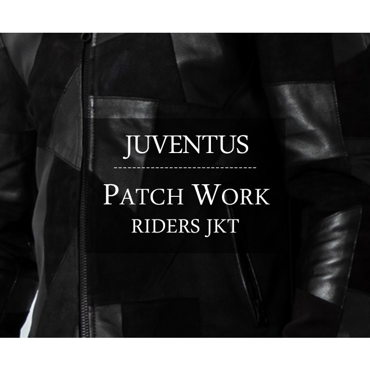 JUVENTUS 本革 パッチワークライダースジャケット メンズ ユベントス