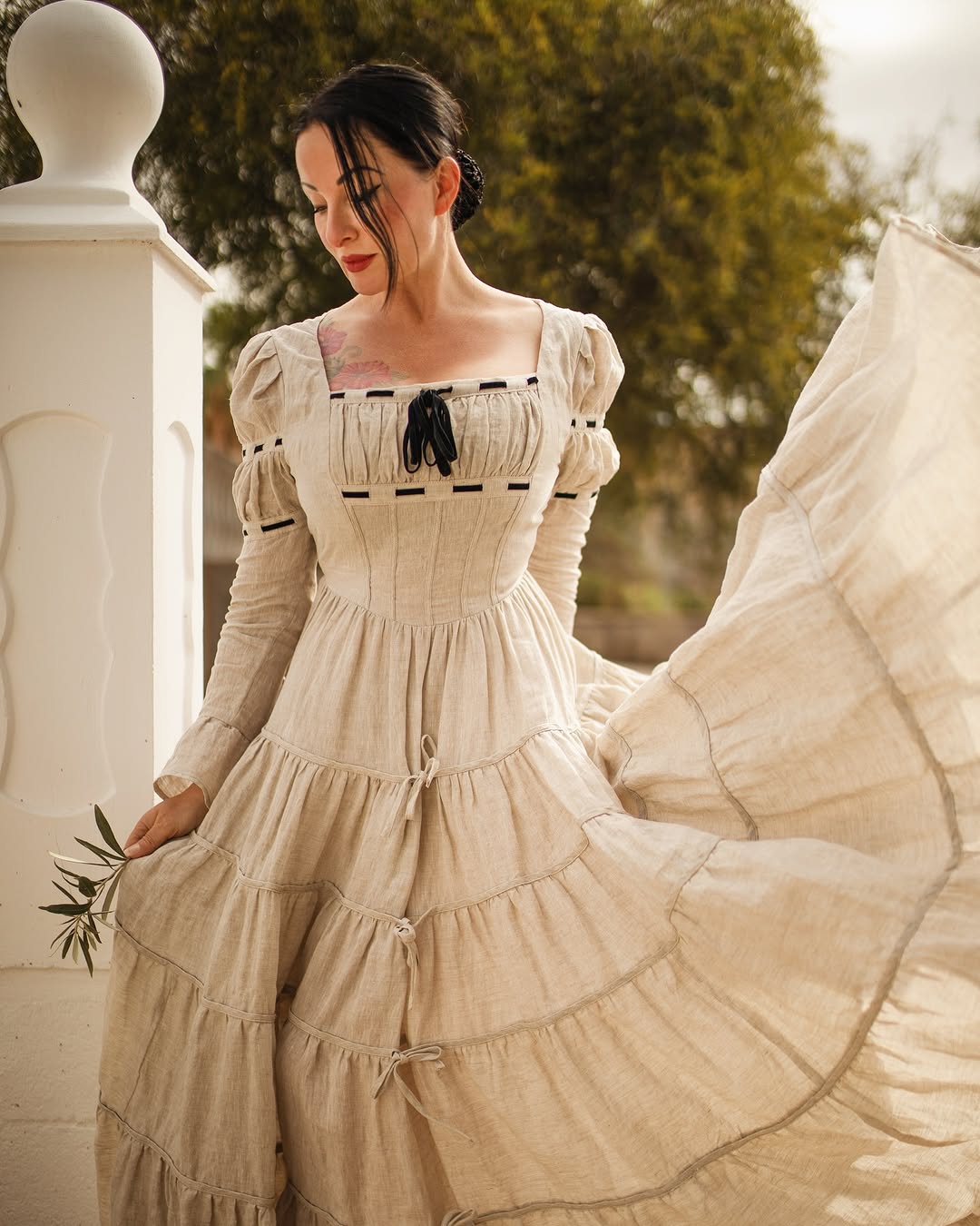 Queena 22 | Empired Maxi linen dress – Linennaive