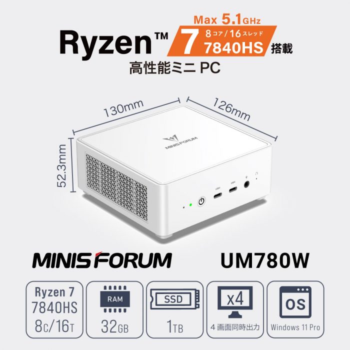 MINISFORUM、AMD Ryzen™ 7 7840HS搭載 高性能ミニPC「MINISFORUM