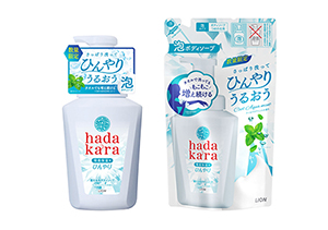 洗うたび、肌ひんやりうるおう。タオル洗いでも濃密泡がもこもこ増え