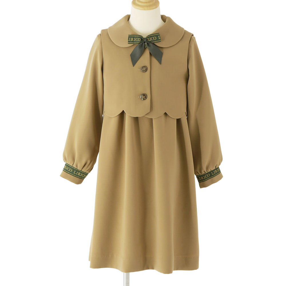 キッズウエア ベスト＆長袖ワンピース ベージュ 120・130 入学式などに