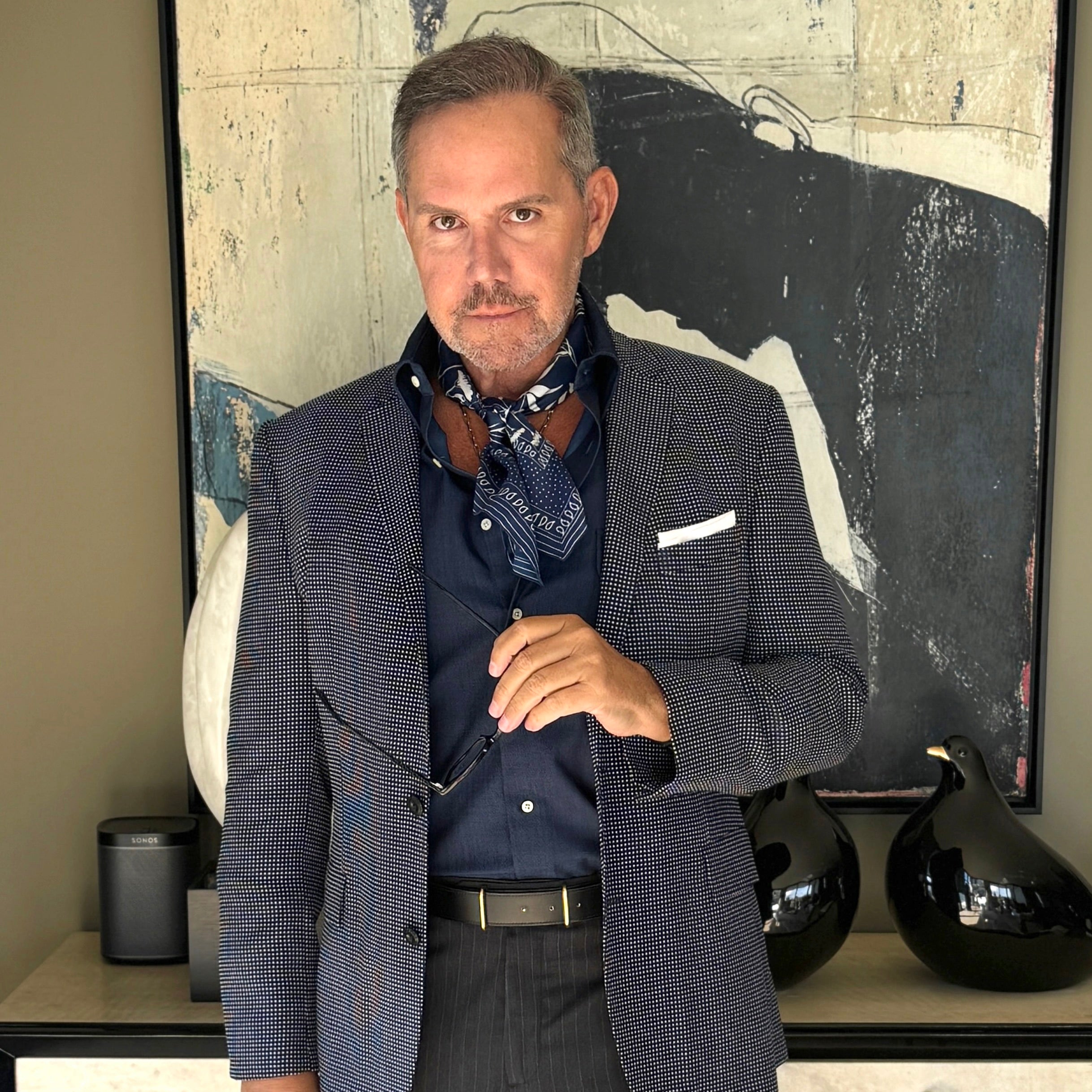 ブルー京都ブルームシルクスカーフ - 65cm メンズネッカチーフ – LuluLane