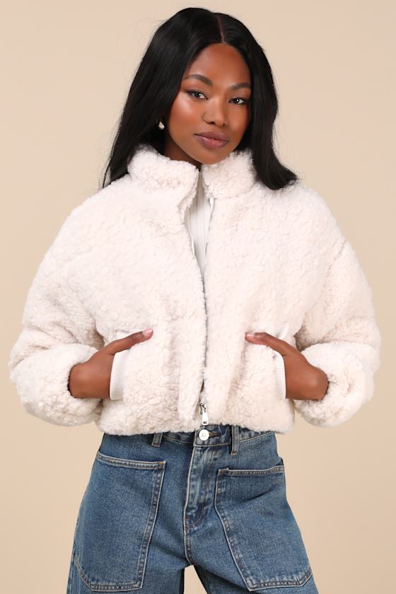 The Frolic Clermont - Ivory Shearling Jacket - Cropped Jacket - Lulus
