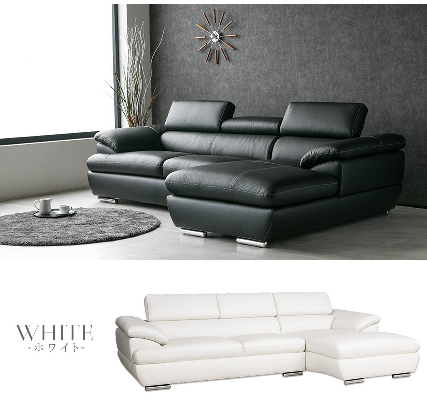 lushroom カウチソファ 本革 3人掛け レザー ソファー リクライニング