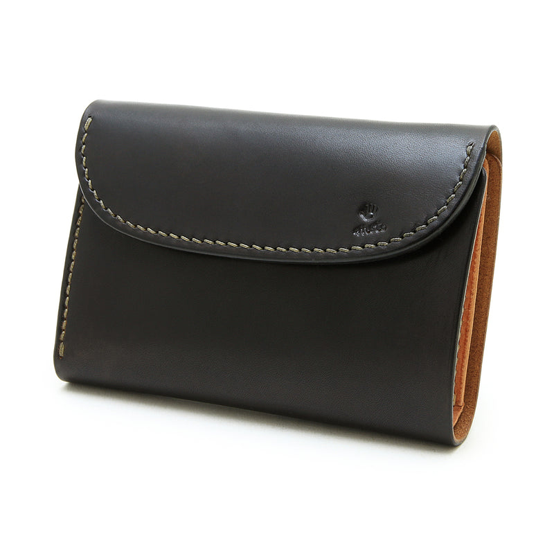 W6D ≪BLACK≫ HAND-DYED MIDDLE WALLET / 手染めミドルウォレット