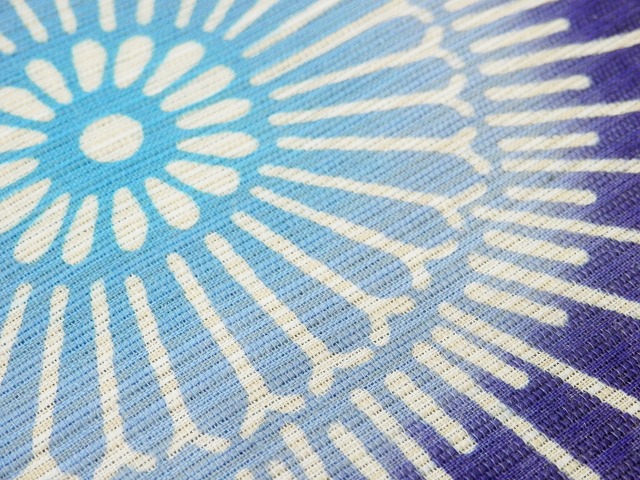 源氏物語 浴衣反物 綿麻ゆかた 本染 藍色 福岡市南区の呉服店で着物