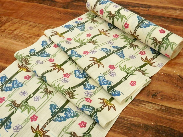 源氏物語 浴衣反物 綿麻ゆかた 本染 紅型調ゆかた 福岡市南区の呉服店