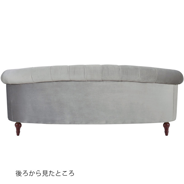 布ソファ 3人掛け びょう打ち ボタン留め グレー|インテリアショップ