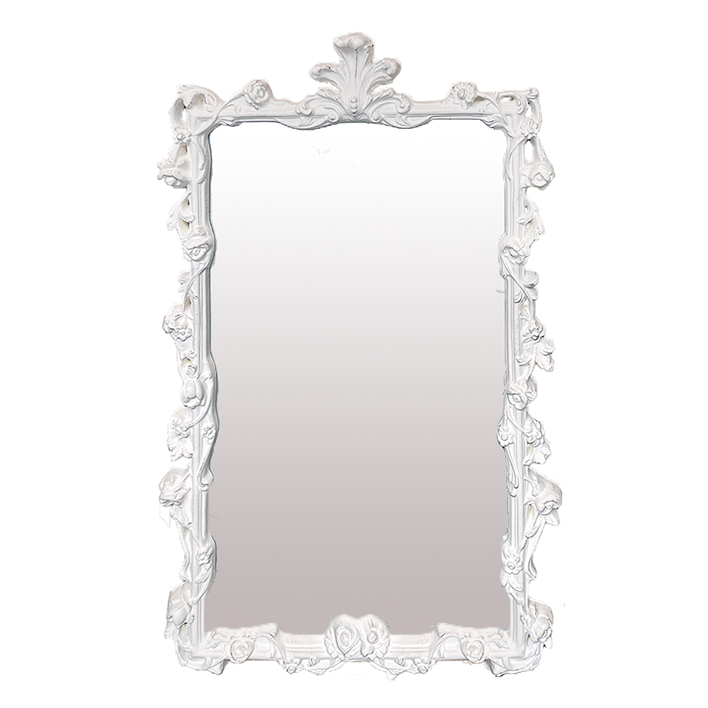 ミラー ホワイト色 フレンチスタイル 壁掛け鏡 【玄関前渡-M