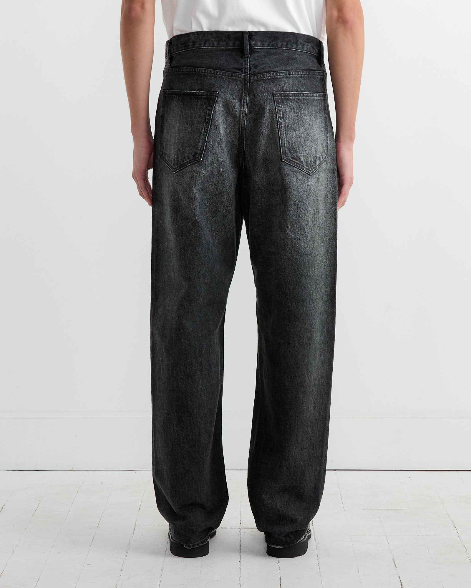 Selvedge Heavy Denim Wide Pant in Faded Black