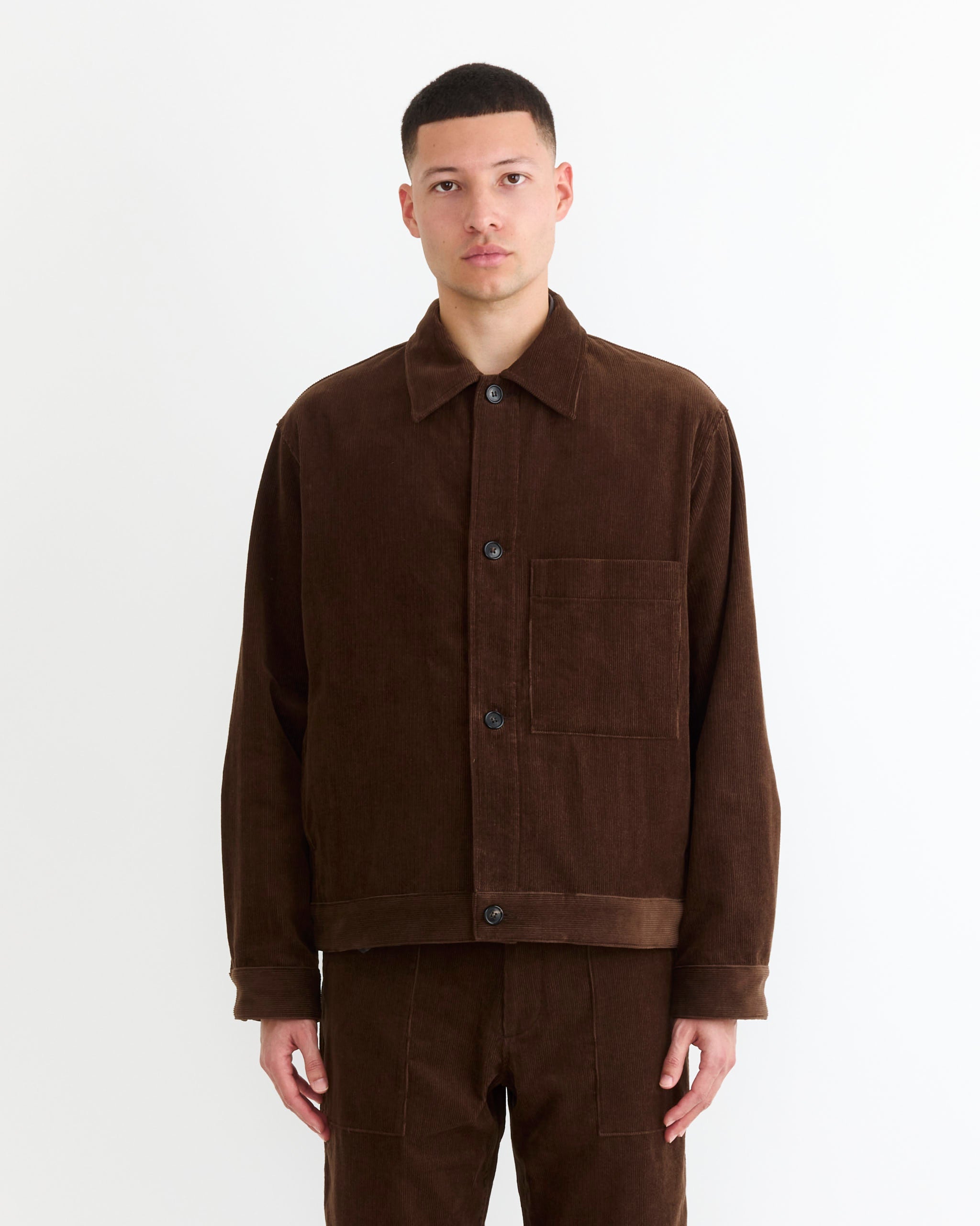 Cotton Silk Moleskin Jacket in Brown