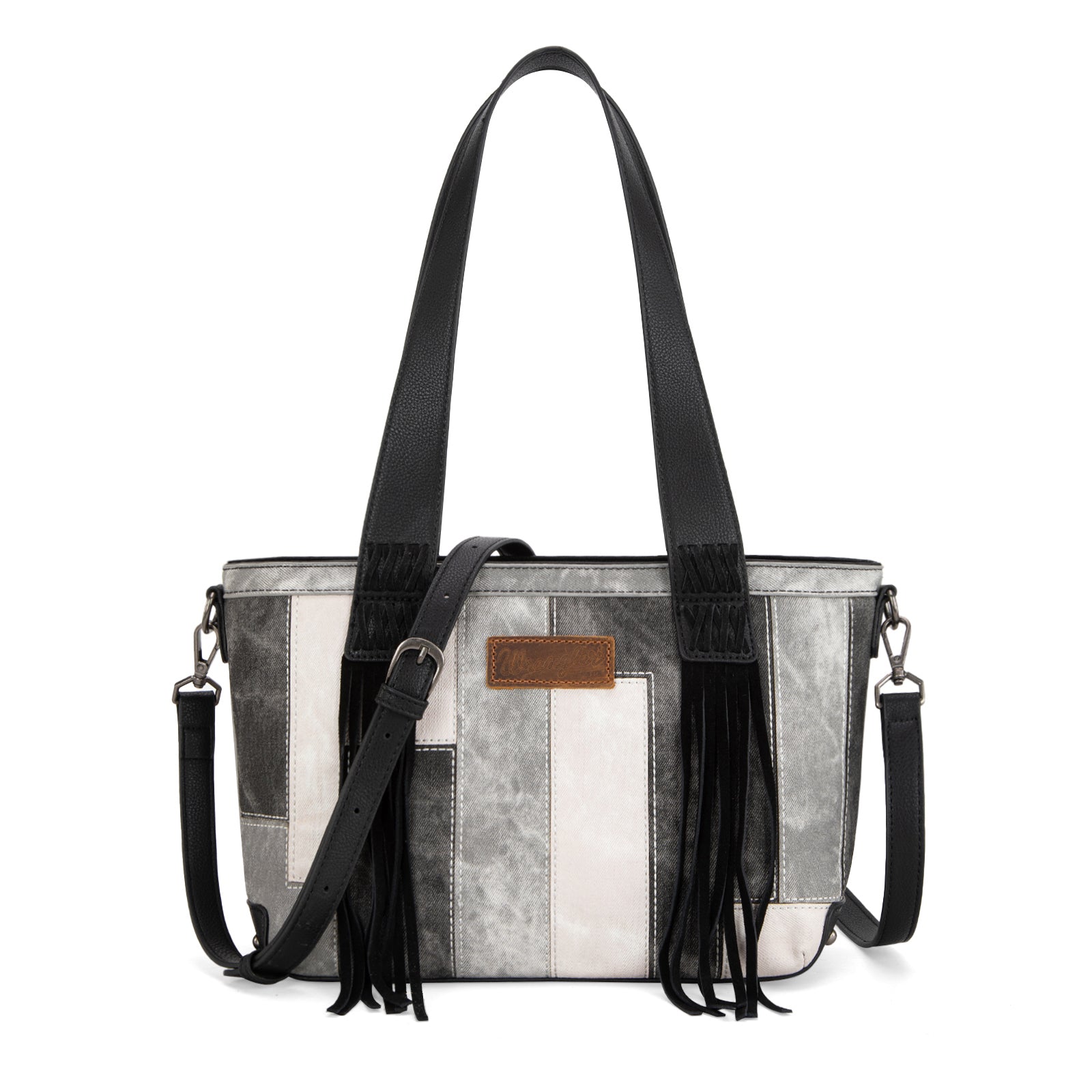 WG164-1830 Wrangler Denim Patchwork Tote/Crossbody- Black