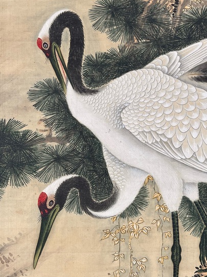 O-24 双鶴春景 掛軸 2本セット O-24 双鶴春景 掛軸 2本セット O-24 双