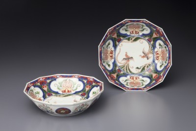 古伊万里金襴手鳳凰文十二角平鉢 一対 | 商品詳細 東洋古陶磁の前坂晴天堂