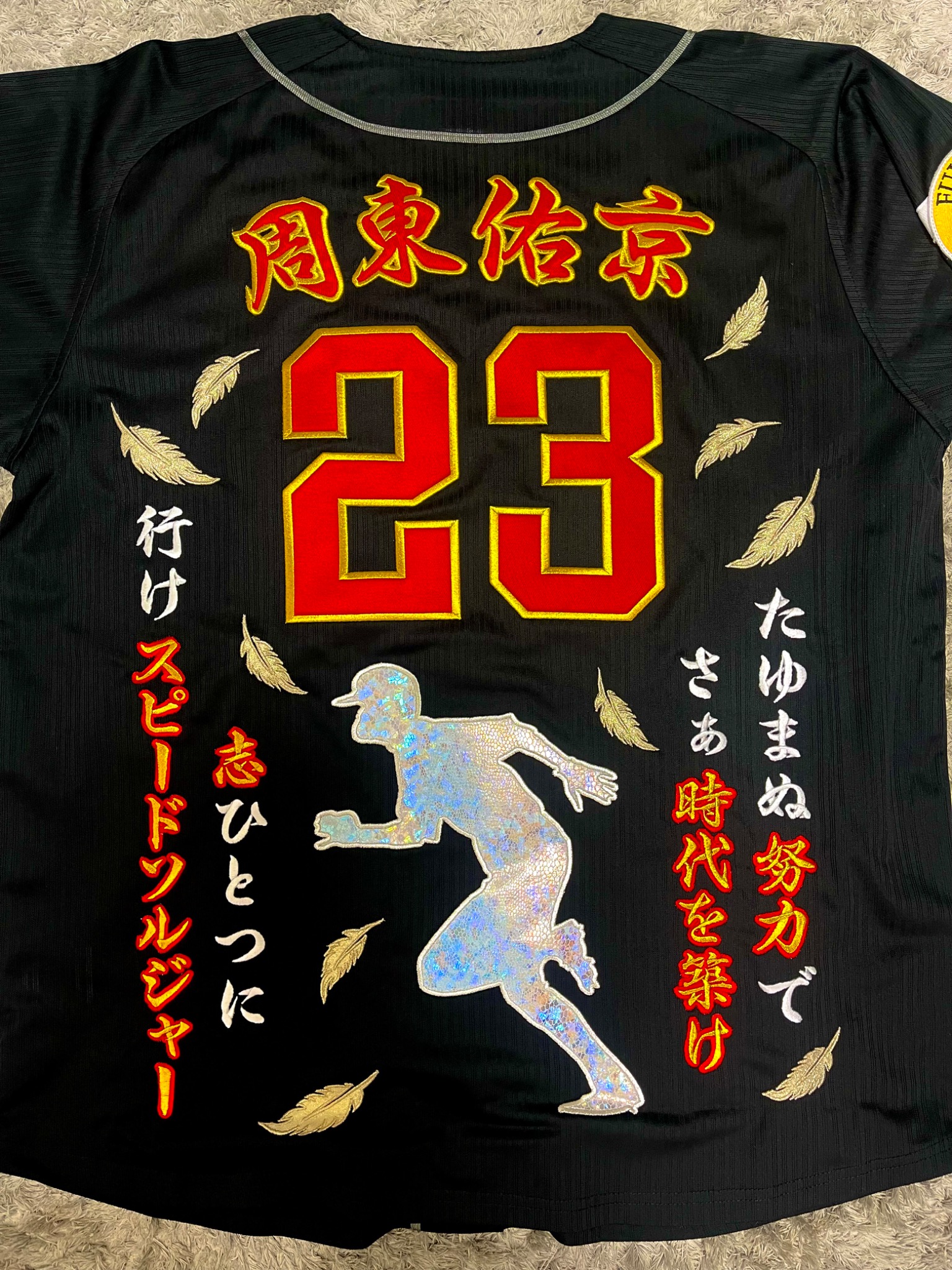 ソフトバンクホークスのビジターユニフォームへの刺繍の依頼 周東右京